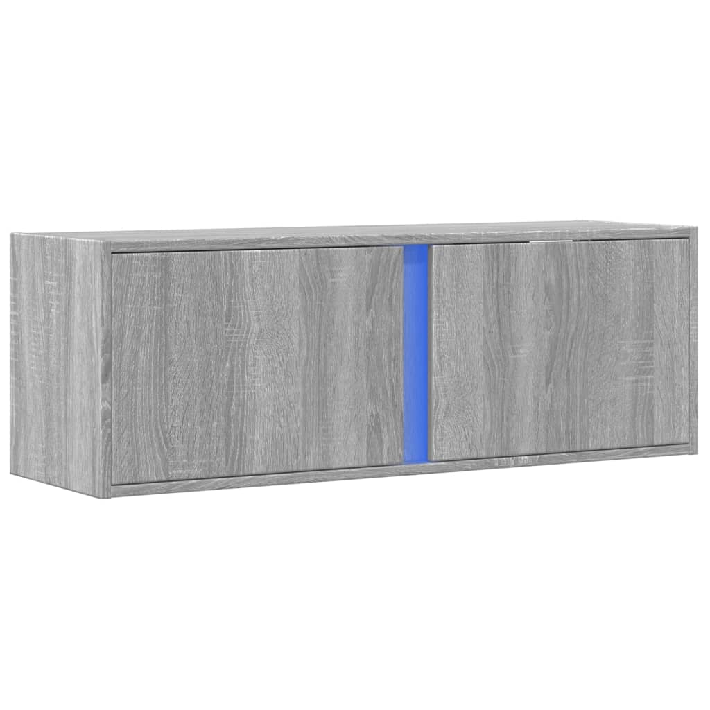 TV-Wandschrank mit LED-Beleuchtung Grau Sonoma 100x31x35 cm