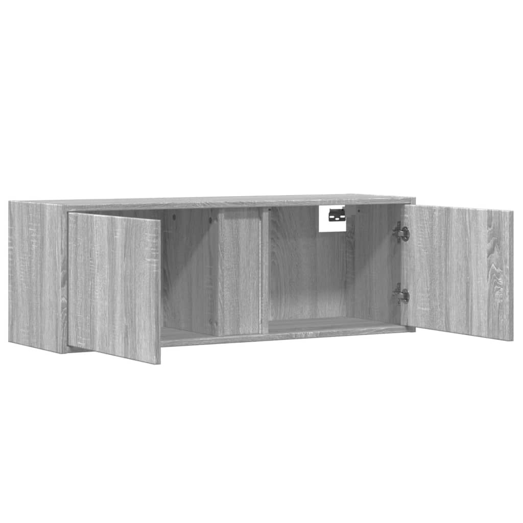 TV-Wandschrank mit LED-Beleuchtung Grau Sonoma 100x31x35 cm