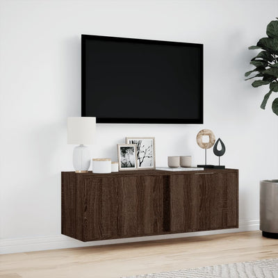 TV-Wandschrank mit LED-Beleuchtung Eichen-Optik 100x31x35 cm