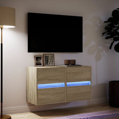 TV-Wandschränke mit LED-Beleuchtung 2 Stk. Sonoma 41x31x45 cm