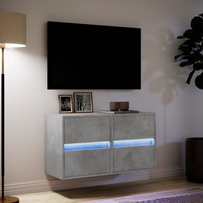 TV-Wandschränke LED-Beleuchtung 2 Stk. Betongrau 41x31x45 cm