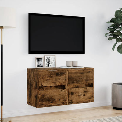 TV-Wandschränke LED-Beleuchtung 2 Stk. Räuchereiche 41x31x45 cm