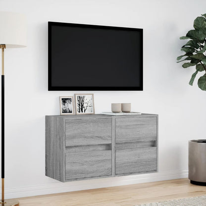 TV-Wandschränke LED-Beleuchtung 2 Stk. Grau Sonoma 41x31x45 cm