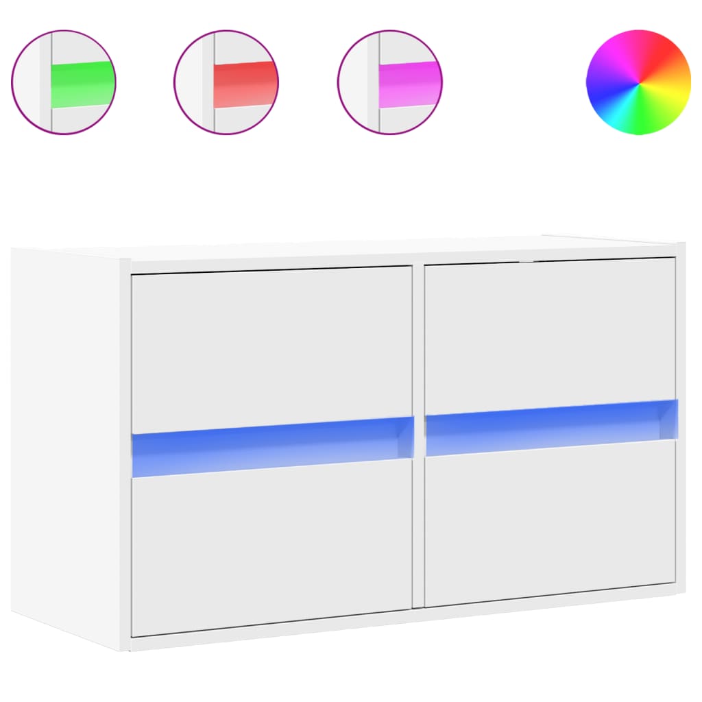 TV-Wandschrank mit LED-Beleuchtung Weiß 80x31x45 cm