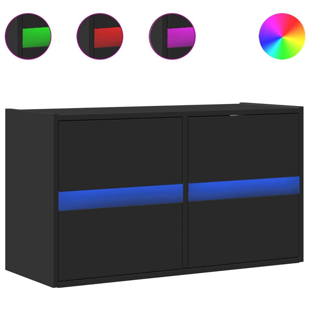 TV-Wandschrank mit LED-Beleuchtung Schwarz 80x31x45 cm