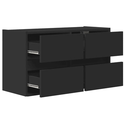 TV-Wandschrank mit LED-Beleuchtung Schwarz 80x31x45 cm