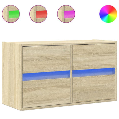 TV-Wandschrank mit LED-Beleuchtung Sonoma-Eiche 80x31x45 cm