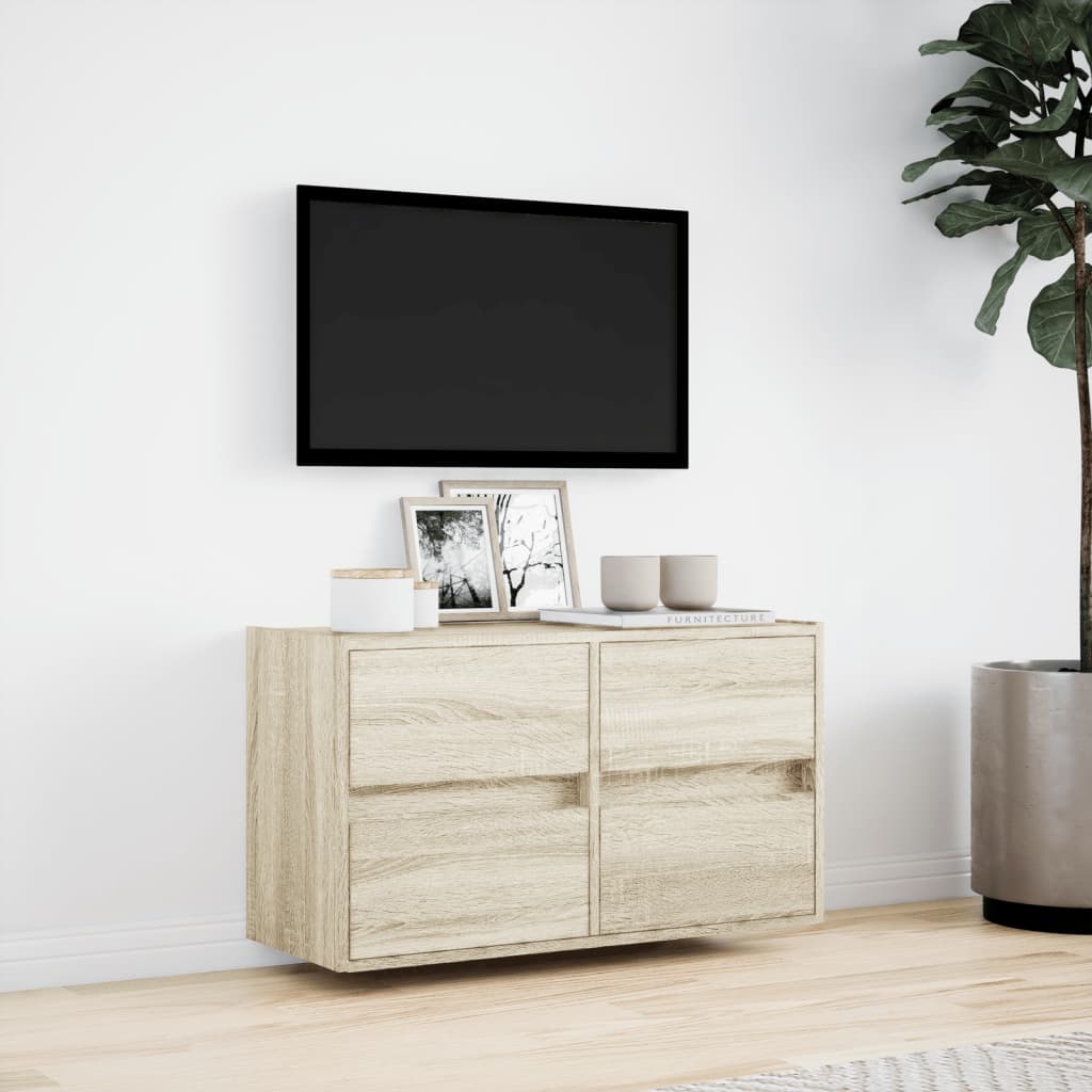 TV-Wandschrank mit LED-Beleuchtung Sonoma-Eiche 80x31x45 cm