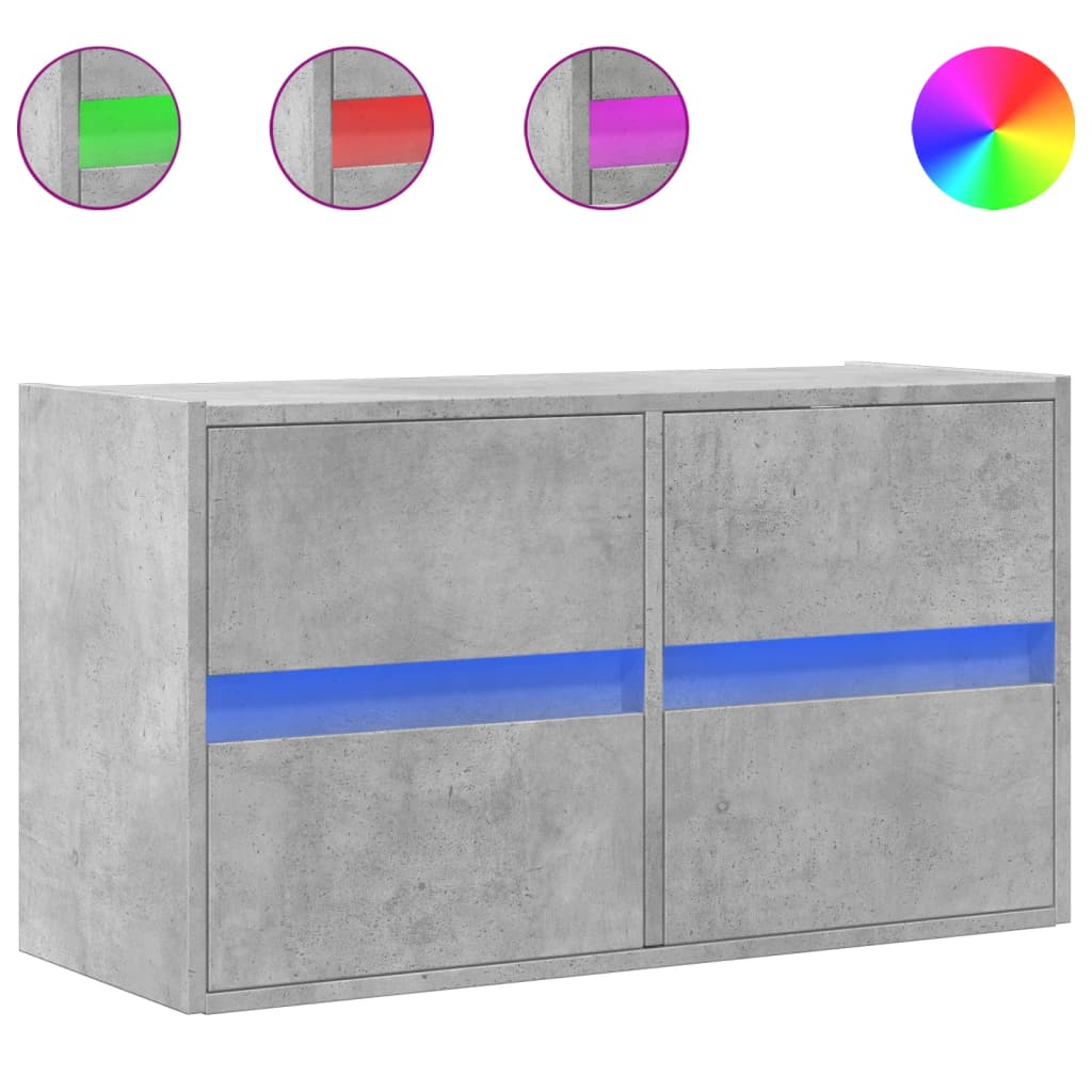 TV-Wandschrank mit LED-Beleuchtung Betongrau 80x31x45 cm