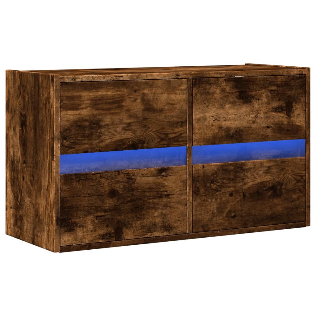 TV-Wandschrank mit LED-Beleuchtung Räuchereiche 80x31x45 cm