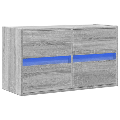 TV-Wandschrank mit LED-Beleuchtung Grau Sonoma 80x31x45 cm