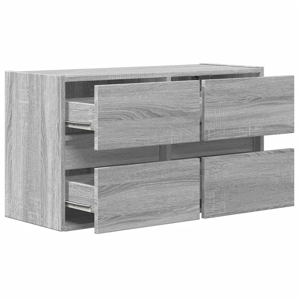 TV-Wandschrank mit LED-Beleuchtung Grau Sonoma 80x31x45 cm