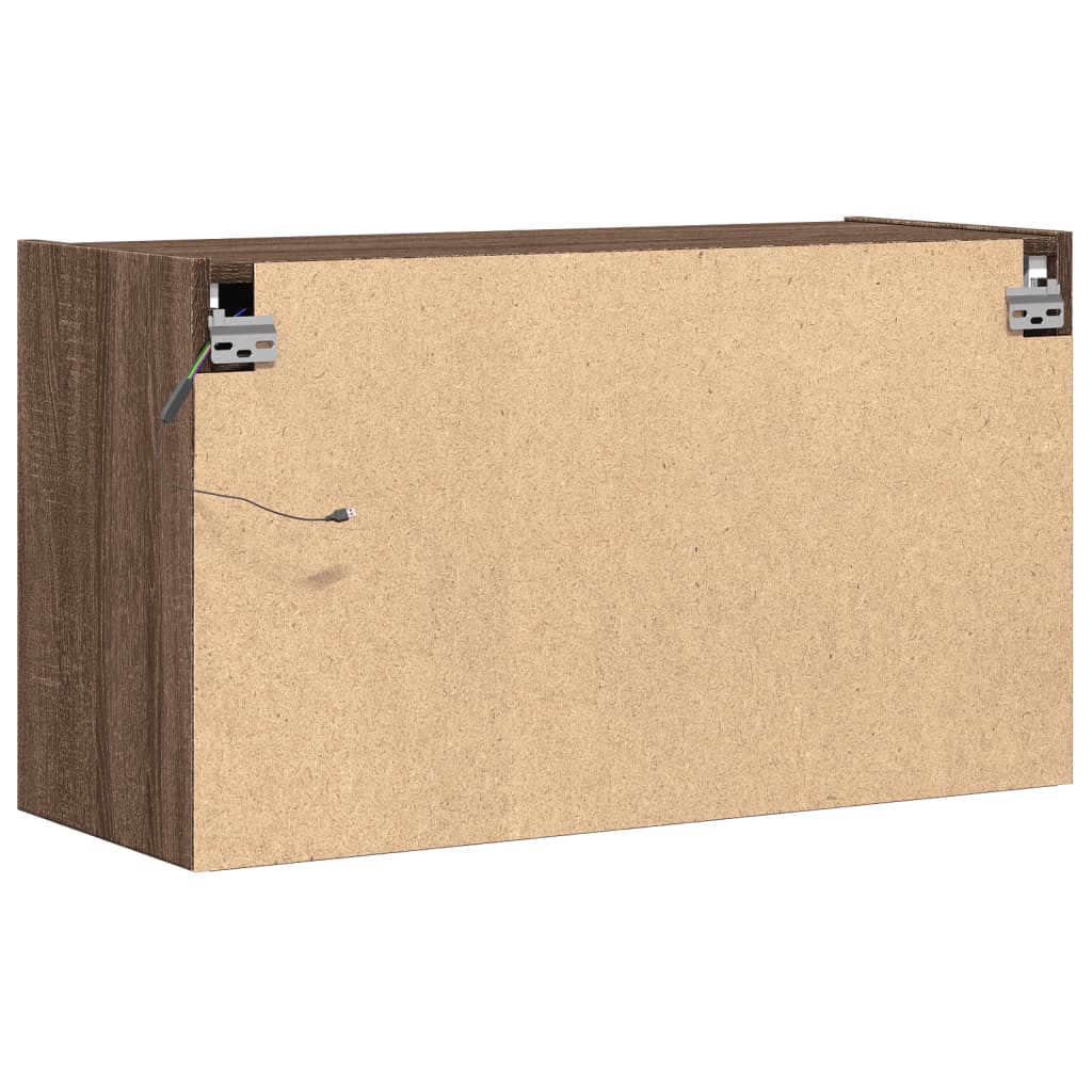 TV-Wandschrank mit LED-Beleuchtung Braun Eiche-Optik 80x31x45cm