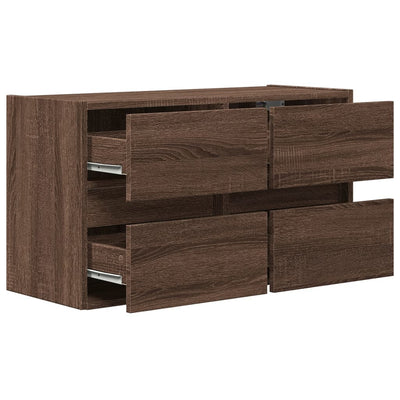 TV-Wandschrank mit LED-Beleuchtung Braun Eiche-Optik 80x31x45cm