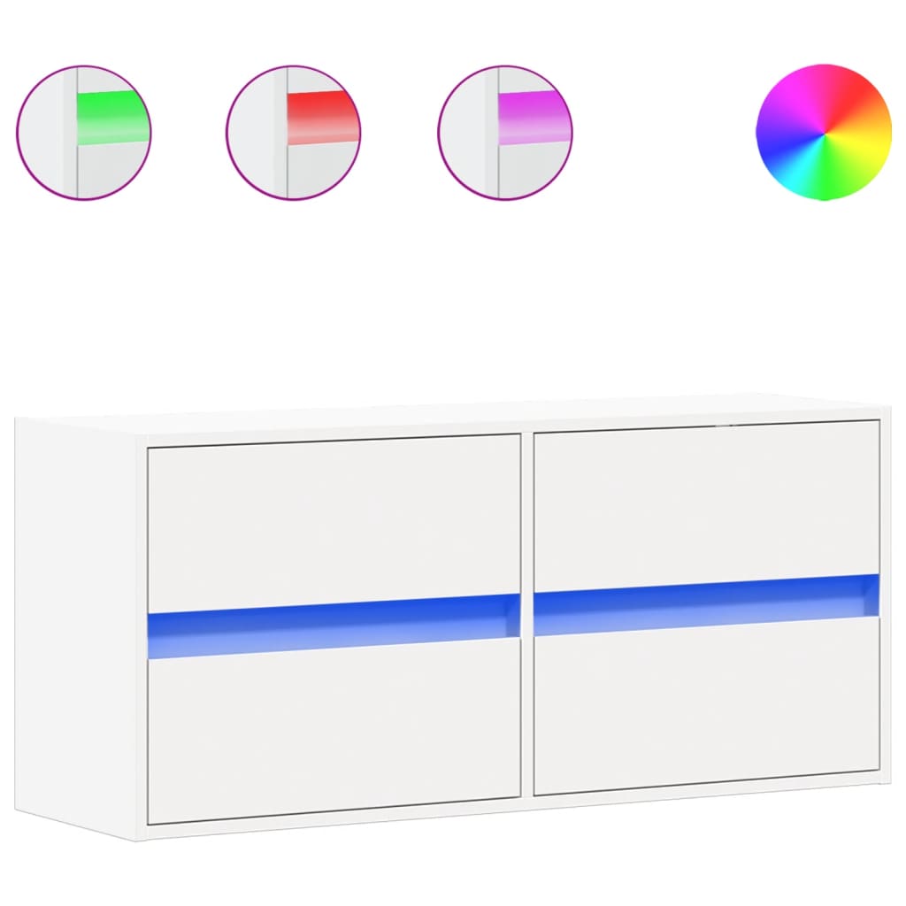 TV-Wandschrank mit LED-Beleuchtung Weiß 100x31x45 cm