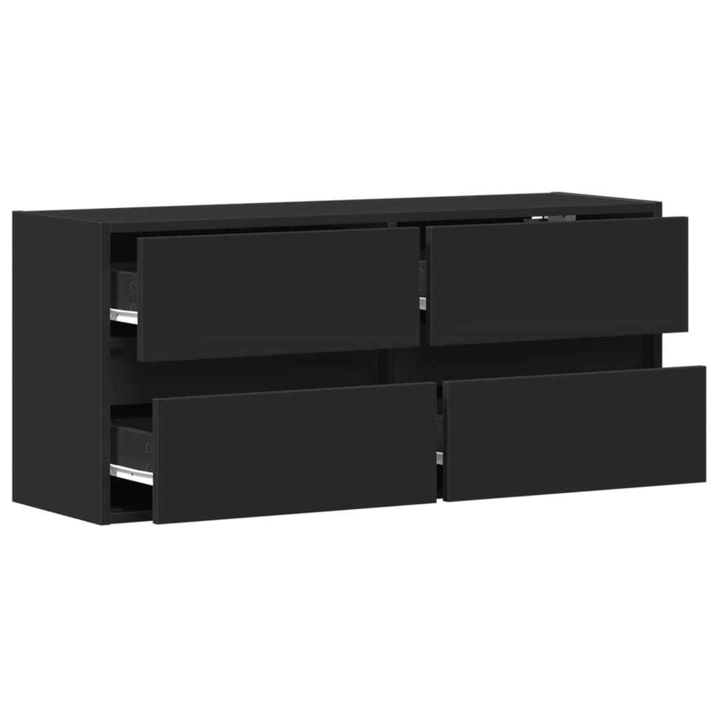 TV-Wandschrank mit LED-Beleuchtung Schwarz 100x31x45 cm