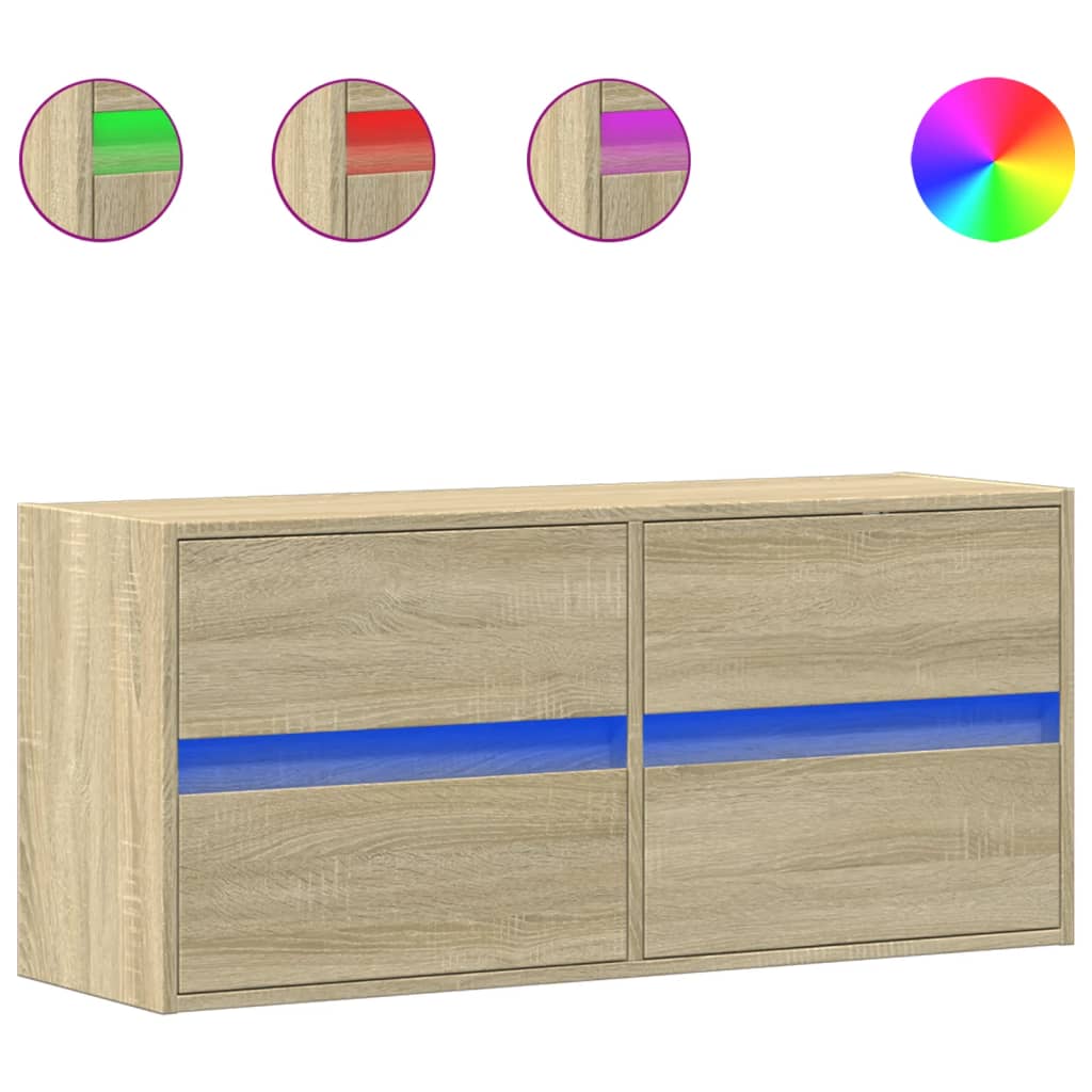 TV-Wandschrank mit LED-Beleuchtung Sonoma-Eiche 100x31x45 cm