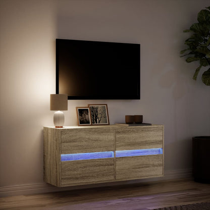 TV-Wandschrank mit LED-Beleuchtung Sonoma-Eiche 100x31x45 cm