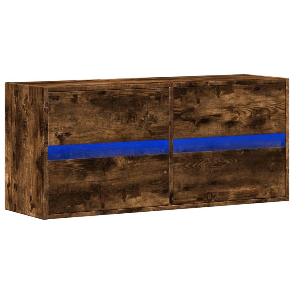 TV-Wandschrank mit LED-Beleuchtung Räuchereiche 100x31x45 cm