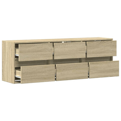 TV-Wandschrank mit LED-Beleuchtung Sonoma-Eiche 130x31x45 cm