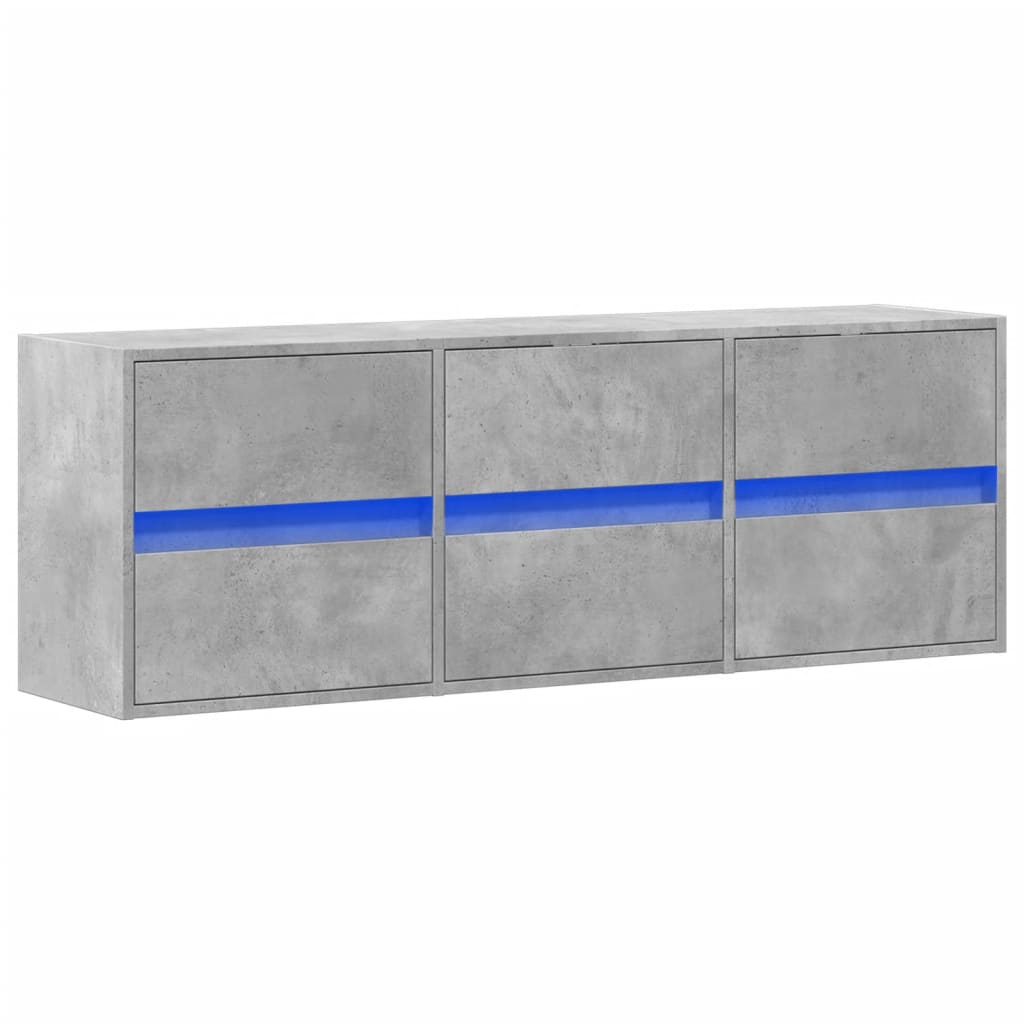 TV-Wandschrank mit LED-Beleuchtung Betongrau 130x31x45 cm