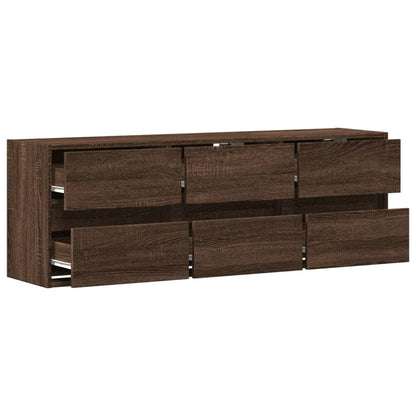 TV-Wandschrank LED-Beleuchtung Braun Eichen-Optik 130x31x45 cm