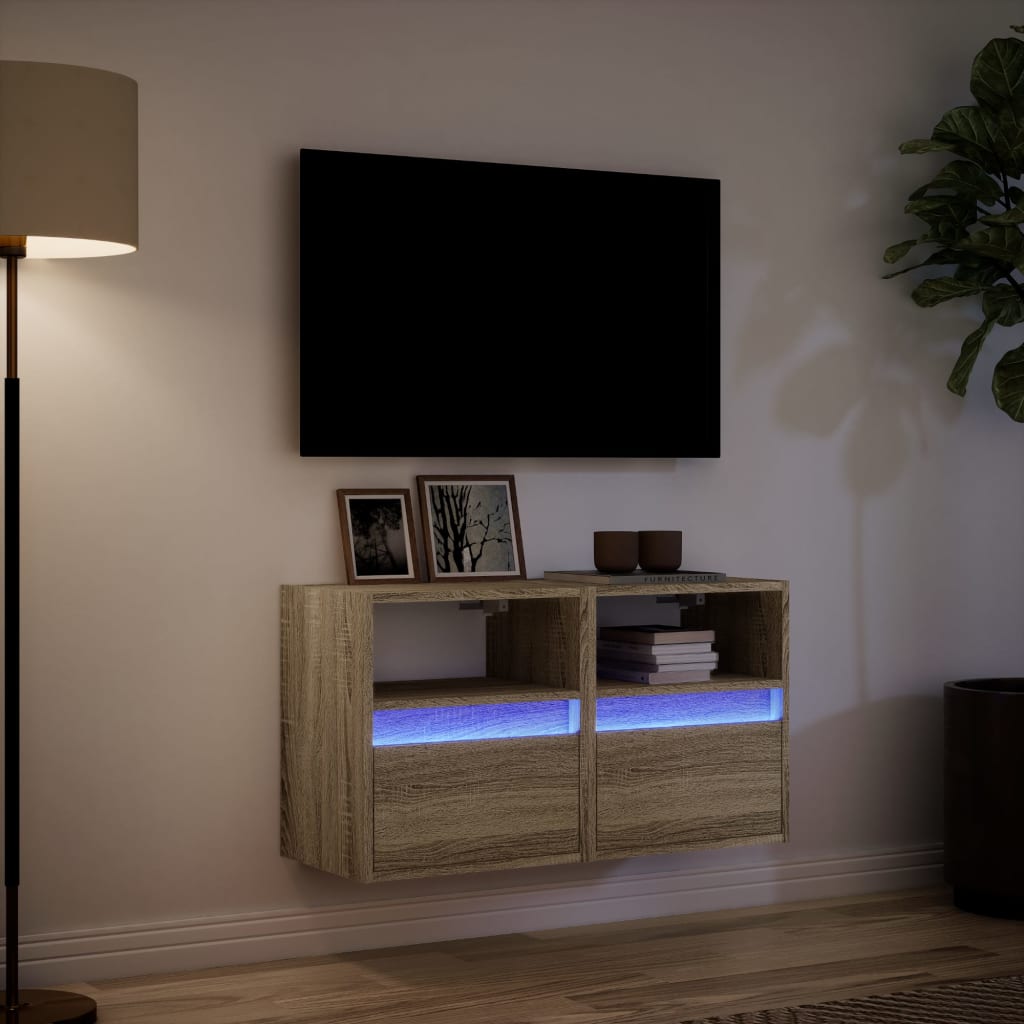 TV-Wandschränke mit LED-Beleuchtung 2 Stk. Sonoma 41x31x45 cm