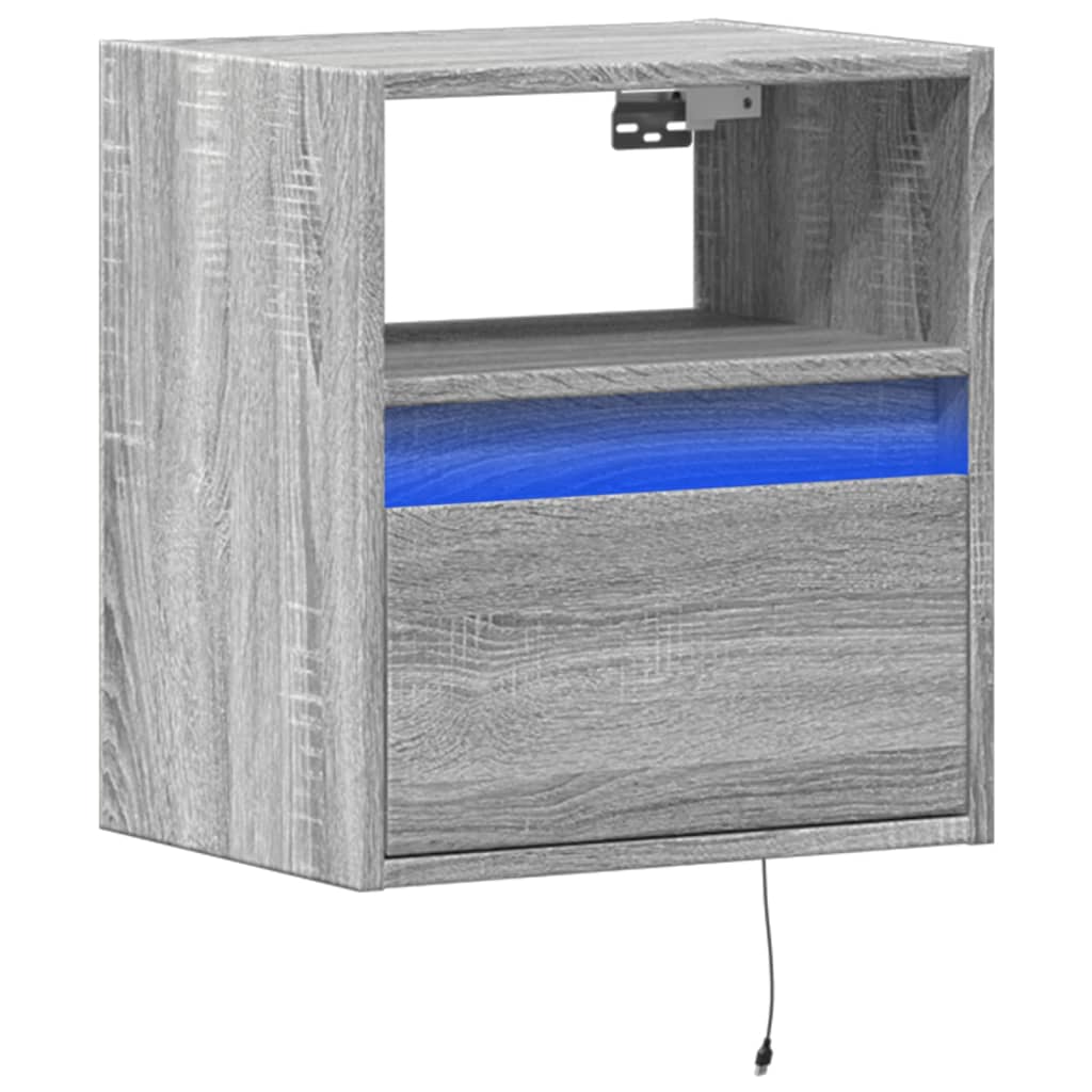 TV-Wandschrank mit LED-Beleuchtung Grau Sonoma 41x31x45 cm