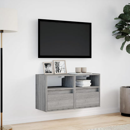 TV-Wandschränke LED-Beleuchtung 2 Stk. Grau Sonoma 41x31x45 cm