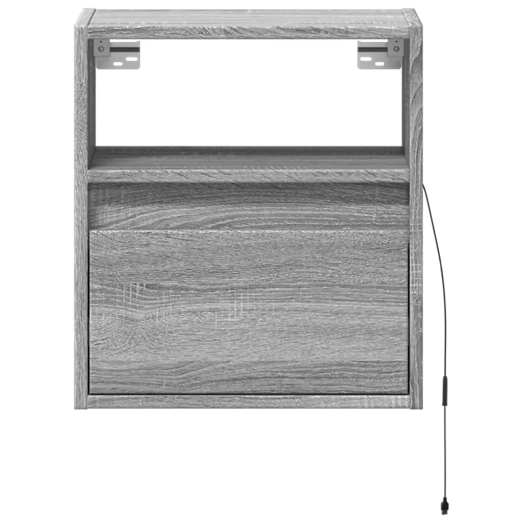 TV-Wandschränke LED-Beleuchtung 2 Stk. Grau Sonoma 41x31x45 cm