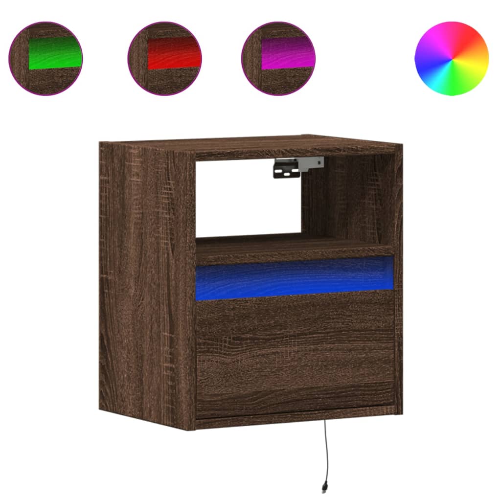 TV-Wandschrank mit LED-Beleuchtung Eichen-Optik 41x31x45 cm