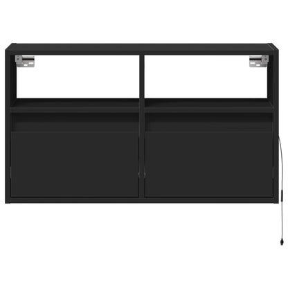 TV-Wandschrank mit LED-Beleuchtung Schwarz 80x31x45 cm