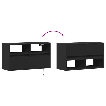 TV-Wandschrank mit LED-Beleuchtung Schwarz 80x31x45 cm