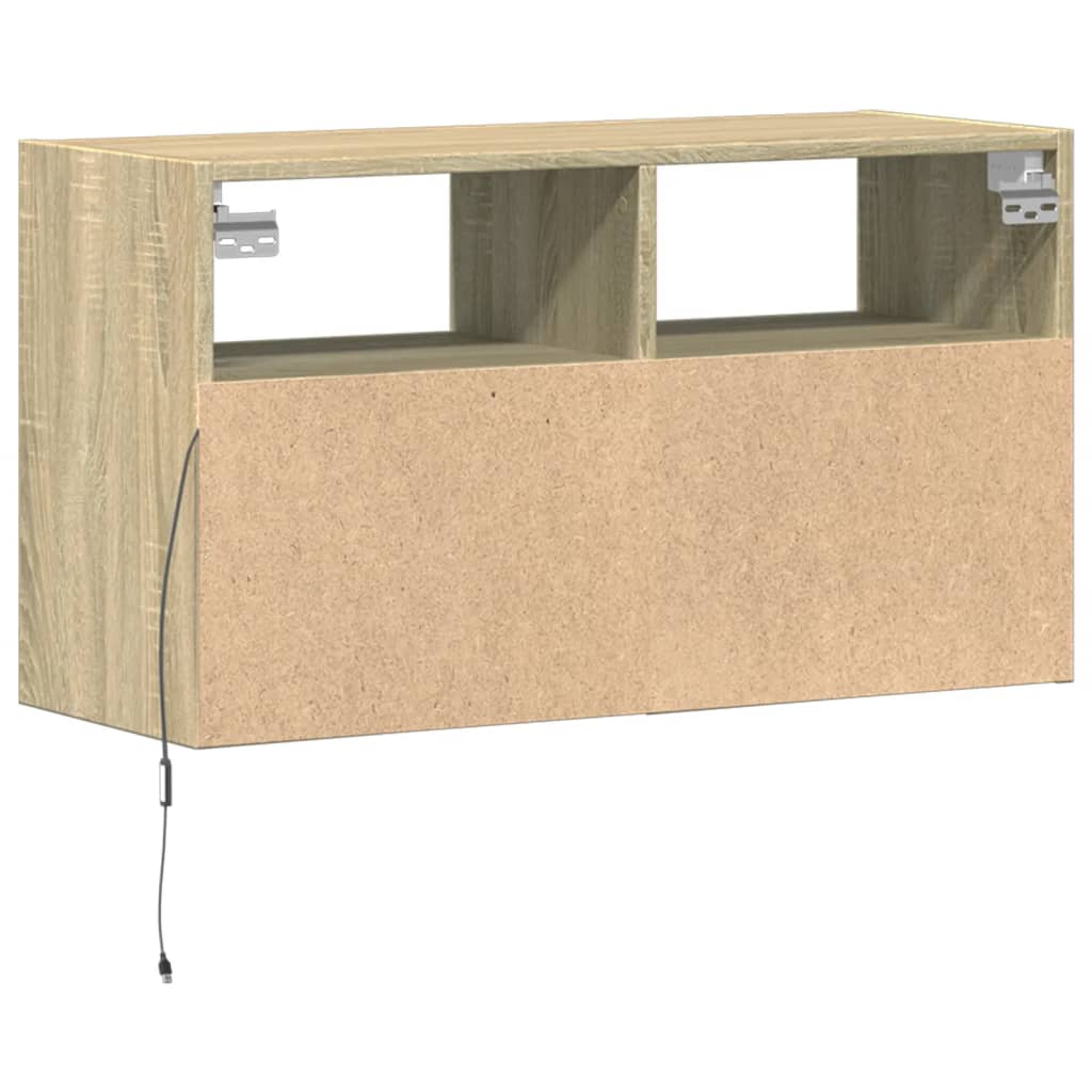 TV-Wandschrank mit LED-Beleuchtung Sonoma-Eiche 80x31x45 cm