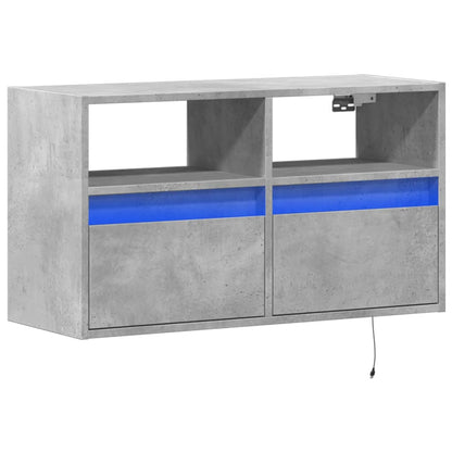 TV-Wandschrank mit LED-Beleuchtung Betongrau 80x31x45 cm