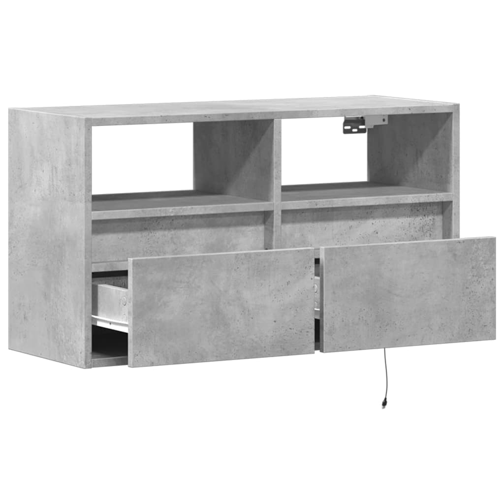 TV-Wandschrank mit LED-Beleuchtung Betongrau 80x31x45 cm