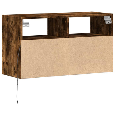 TV-Wandschrank mit LED-Beleuchtung Räuchereiche 80x31x45 cm