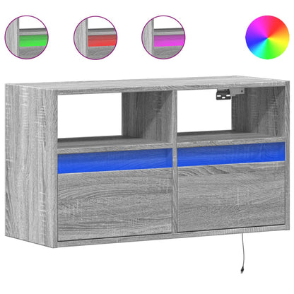 TV-Wandschrank mit LED-Beleuchtung Grau Sonoma 80x31x45 cm