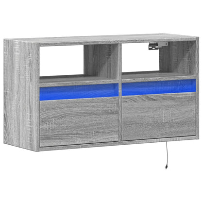 TV-Wandschrank mit LED-Beleuchtung Grau Sonoma 80x31x45 cm