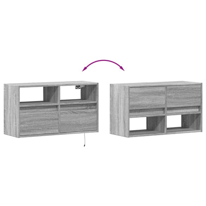 TV-Wandschrank mit LED-Beleuchtung Grau Sonoma 80x31x45 cm