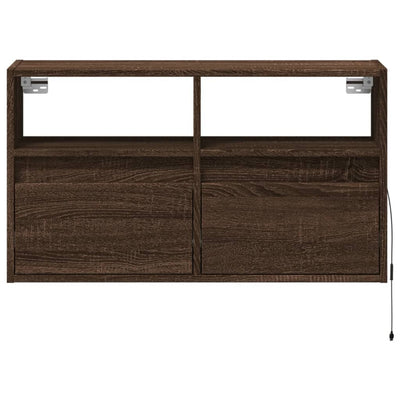 TV-Wandschrank mit LED-Beleuchtung Braun Eiche-Optik 80x31x45cm