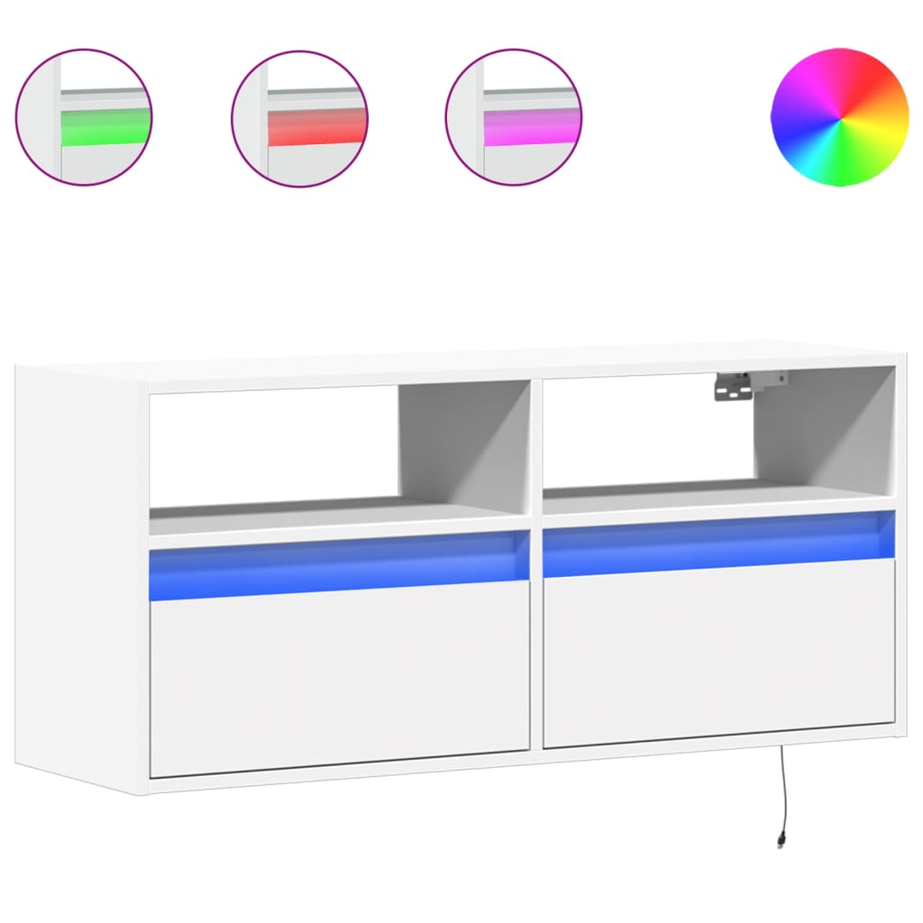 TV-Wandschrank mit LED-Beleuchtung Weiß 100x31x45 cm