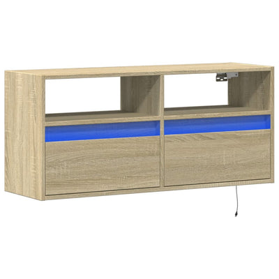 TV-Wandschrank mit LED-Beleuchtung Sonoma-Eiche 100x31x45 cm