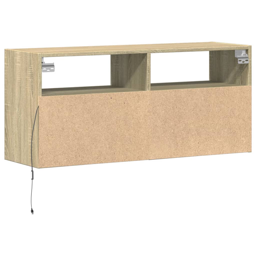 TV-Wandschrank mit LED-Beleuchtung Sonoma-Eiche 100x31x45 cm