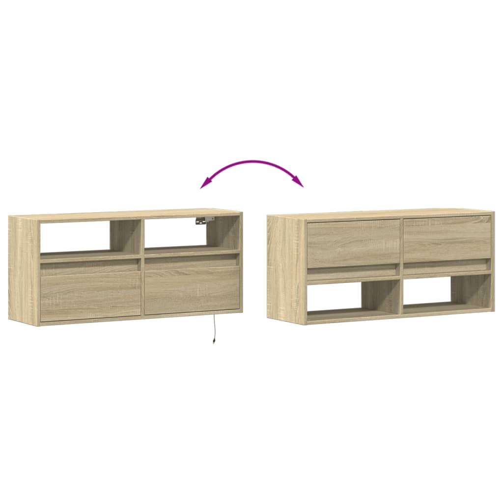 TV-Wandschrank mit LED-Beleuchtung Sonoma-Eiche 100x31x45 cm