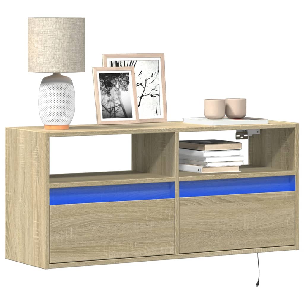 TV-Wandschrank mit LED-Beleuchtung Sonoma-Eiche 100x31x45 cm