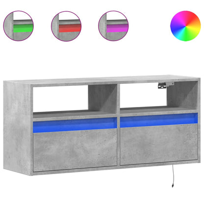 TV-Wandschrank mit LED-Beleuchtung Betongrau 100x31x45 cm