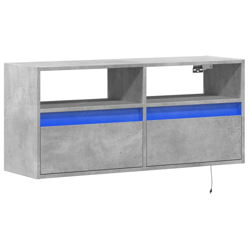 TV-Wandschrank mit LED-Beleuchtung Betongrau 100x31x45 cm