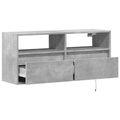 TV-Wandschrank mit LED-Beleuchtung Betongrau 100x31x45 cm