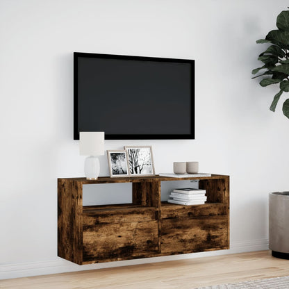 TV-Wandschrank mit LED-Beleuchtung Räuchereiche 100x31x45 cm